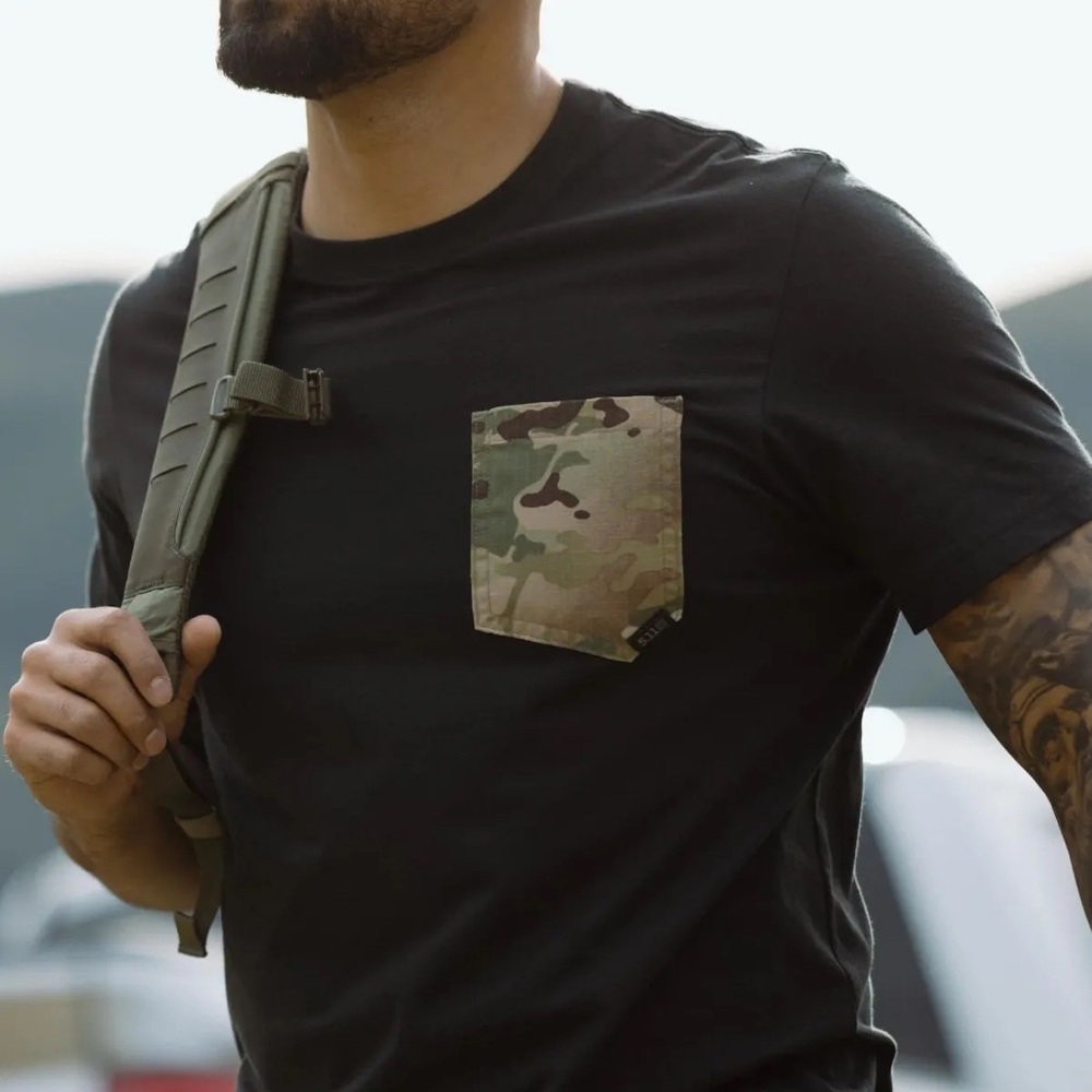 Tactical Distributors Black Tee with Camouflage Accent